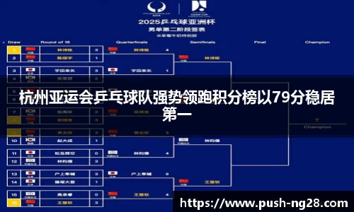 杭州亚运会乒乓球队强势领跑积分榜以79分稳居第一